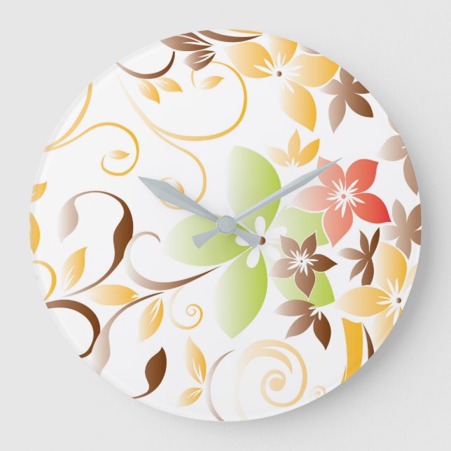 Grande Horloge Ronde Papier peint fleurs 5 (Recto)