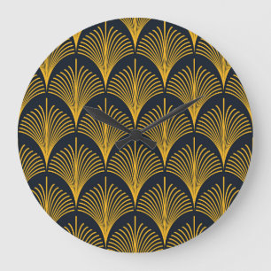 Grande Horloge Ronde Papier peint Neon Orange Peacock Scale.
