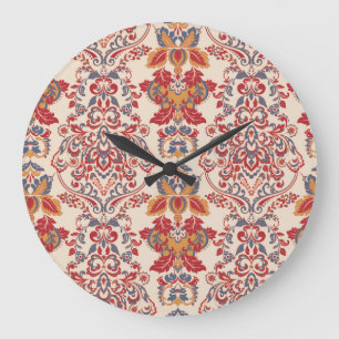 Grande Horloge Ronde Papier peint Vintage baroque Floral