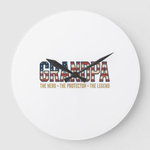 Grande Horloge Ronde Papier Vectoriel Légende Protecteur Héros Grand-pè