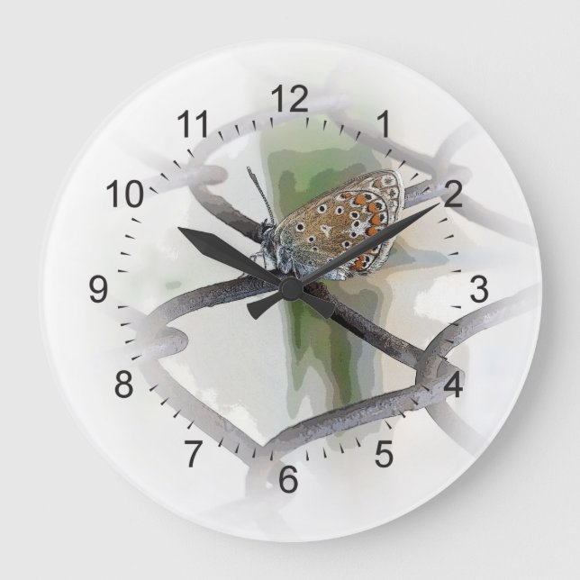 Grande Horloge Ronde papillon à la clôture (Recto)