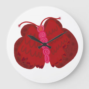 Grande Horloge Ronde Papillon Ange Rouge
