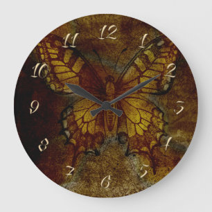 Grande Horloge Ronde Papillon d'art