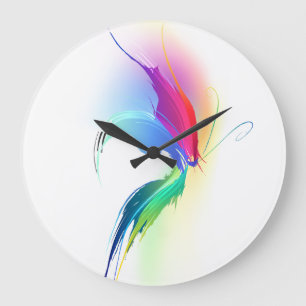 Grande Horloge Ronde Papillon de peinture Abstrait