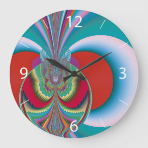Grande Horloge Ronde Papillon de printemps, explosion de couleurs abstr
