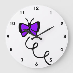 Grande Horloge Ronde Papillon mou violet