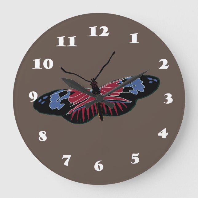 Grande Horloge Ronde Papillon noir (Recto)