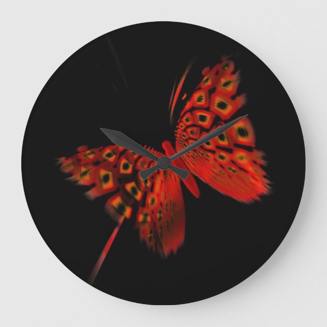 Grande Horloge Ronde Papillon rouge (Recto)