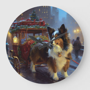 Grande Horloge Ronde Papillon Saison des Fêtes de Noël