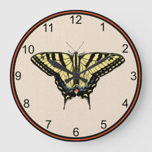 Grande Horloge Ronde Papillon Southwestern jaune Swallowtail