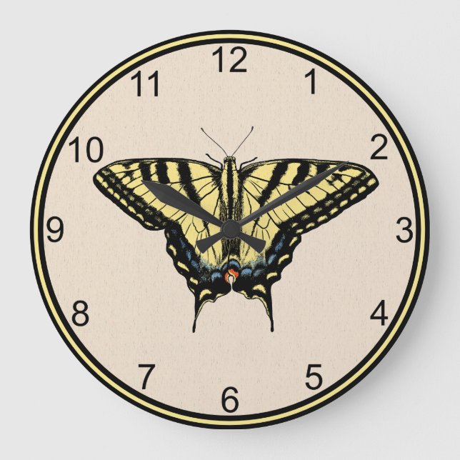 Grande Horloge Ronde Papillon Southwestern jaune Swallowtail (Recto)