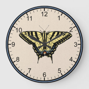 Grande Horloge Ronde Papillon Southwestern jaune Swallowtail