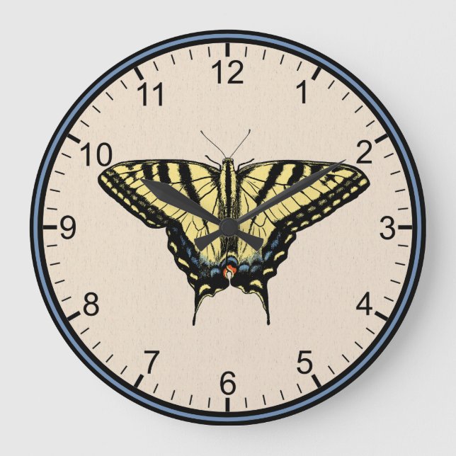 Grande Horloge Ronde Papillon Southwestern jaune Swallowtail (Recto)