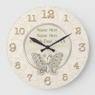 Grande Horloge Ronde Papillon Thème de mariage Cadeaux PERSONNALISÉS