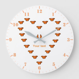 Grande Horloge Ronde Papillons de passion en forme de coeur