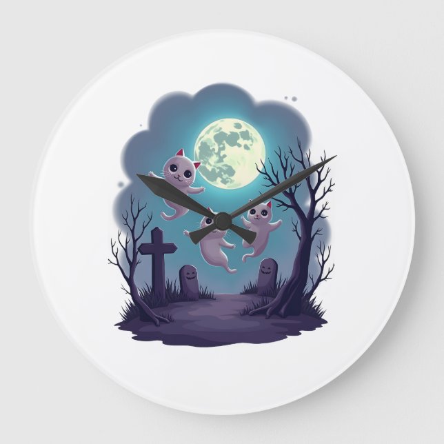 Grande Horloge Ronde Parade de chat fantôme (Recto)