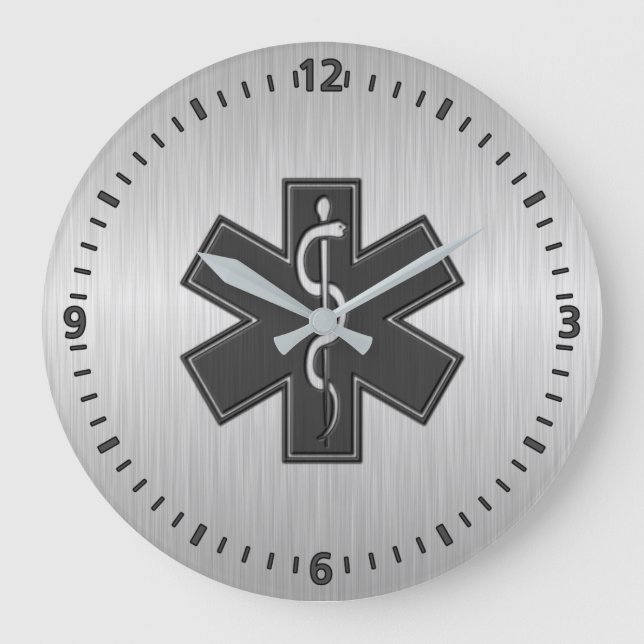 Grande Horloge Ronde Paramedic EMT EMS Silver (Recto)