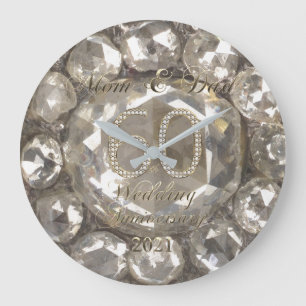 Grande Horloge Ronde Parents 60e anniversaire Diamond Mariage 2021