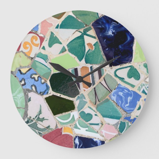 Grande Horloge Ronde Park Guell Mosaics Wall Clock (Recto)