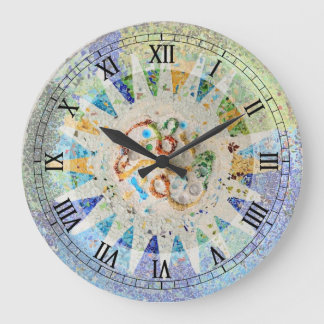Grande Horloge Ronde Park Guell mosaics Wall Clock