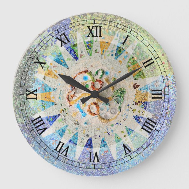 Grande Horloge Ronde Park Guell mosaics Wall Clock (Recto)
