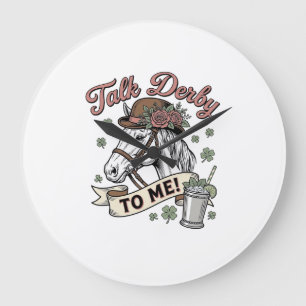 Grande Horloge Ronde Parle Derby à Moi Cheval Mint Julep Vintage Chemis