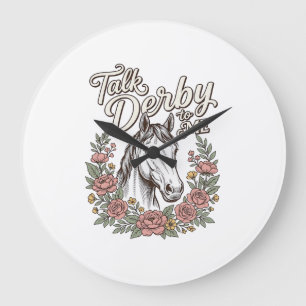 Grande Horloge Ronde Parle Derby à Moi Fleur Cheval Vintage Chemise_1