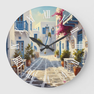 Grande Horloge Ronde Paros Îles Grèce Voyage Aquarelle