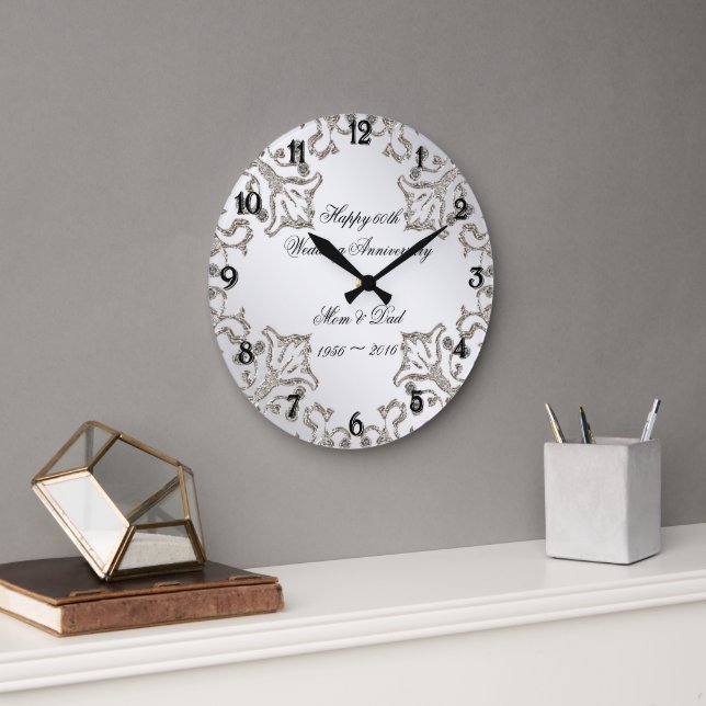 Grande Horloge Ronde Parties scintillant 60e Anniversaire du Mariage de (Bureau)