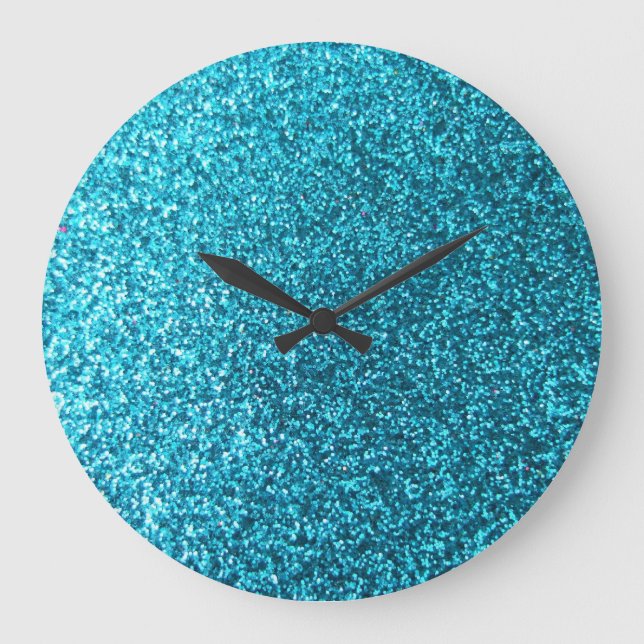 Grande Horloge Ronde Parties scintillant Bleue Faux (Recto)