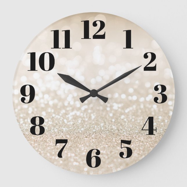 Grande Horloge Ronde Parties scintillant Champagne Gold Glam Bokeh (Recto)