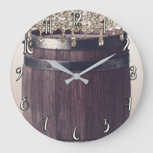 Grande Horloge Ronde Parties scintillant de champagne Drift Rustic Glam