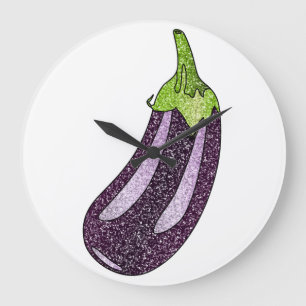 Grande Horloge Ronde Parties scintillant Eggplant