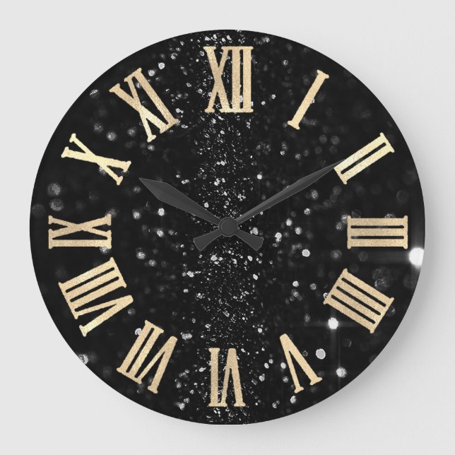 Grande Horloge Ronde Parties scintillant en graphite noir Gold Champaig (Recto)