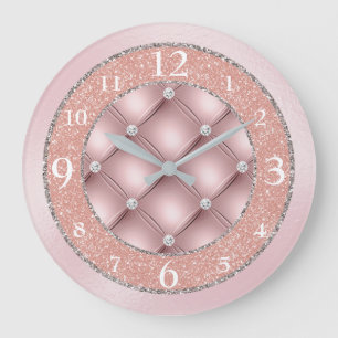 Grande Horloge Ronde Parties scintillant et diamants roses ultra-glamou