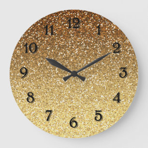 Grande Horloge Ronde Parties scintillant Gold Faux Ombre