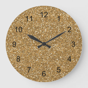 Grande Horloge Ronde Parties scintillant Gold Glam Faux