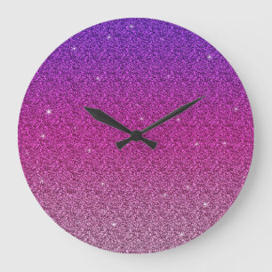 Grande Horloge Ronde Parties scintillant moderne rose violet dégradé gi