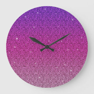Grande Horloge Ronde Parties scintillant moderne rose violet dégradé gi