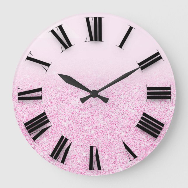 Grande Horloge Ronde Parties scintillant Ombre rose Nombre romain minim (Recto)