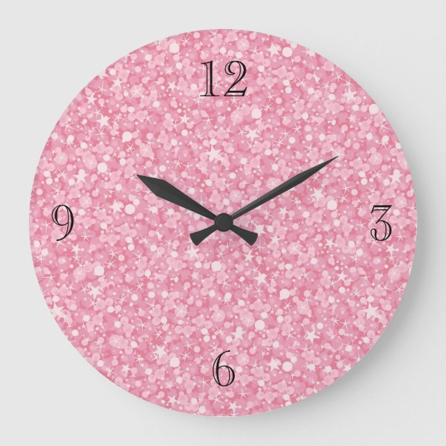 Grande Horloge Ronde Parties scintillant rose Gradient Argent. (Recto)