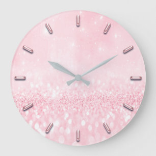 Grande Horloge Ronde Parties scintillant Rose rose rose minimal étincel