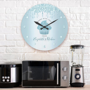 Grande Horloge Ronde Parties scintillant turquoise Drives Cupcake Baker