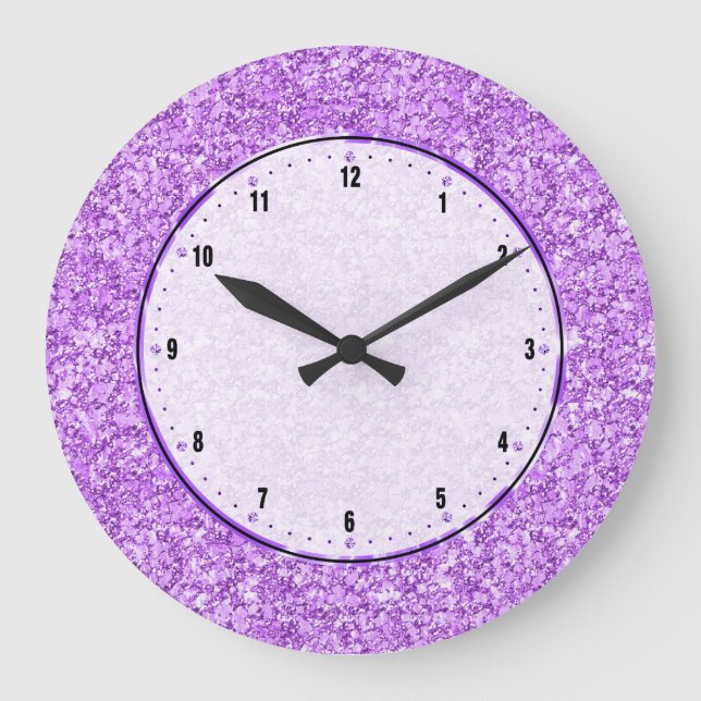 Grande Horloge Ronde Parties scintillant violet de lavande (Recto)