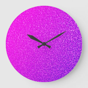 Grande Horloge Ronde Parties scintillant violet rose chaud brillant Omb