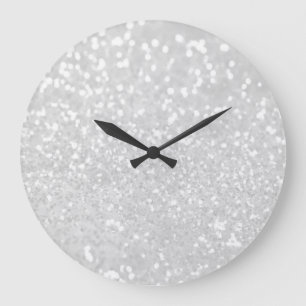 Grande Horloge Ronde parties scintillantes blanches de Faux de charme