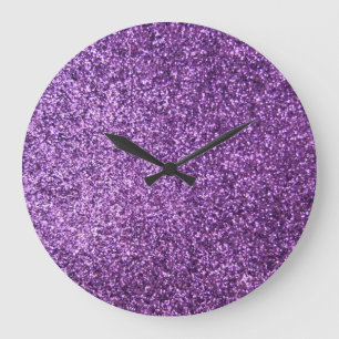 Grande Horloge Ronde Parties scintillantes pourpres de Faux