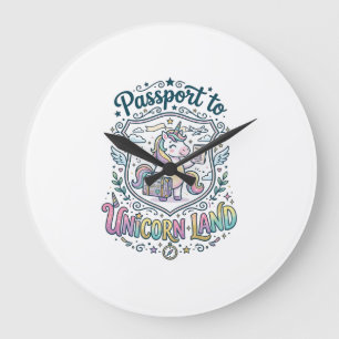 Grande Horloge Ronde Passeport de Licorne pour la Terre des Licornes Fo