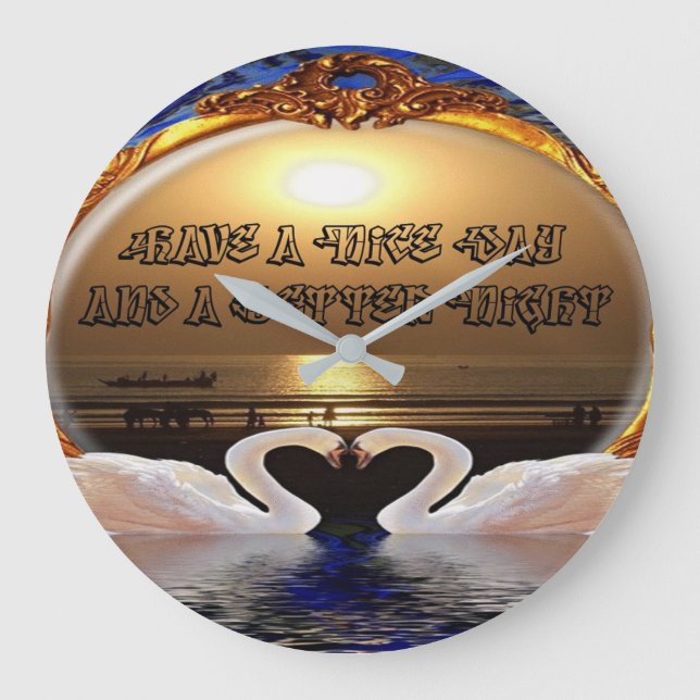 Grande Horloge Ronde Passez une bonne journée et une bonne nuit.argent (Recto)