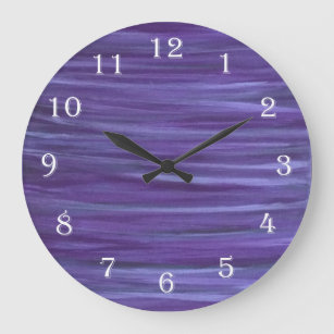 Grande Horloge Ronde Passion violette   Violet Lavande de prune brosse